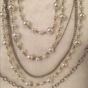 NY&C Pearl and Silver Chain Necklace
